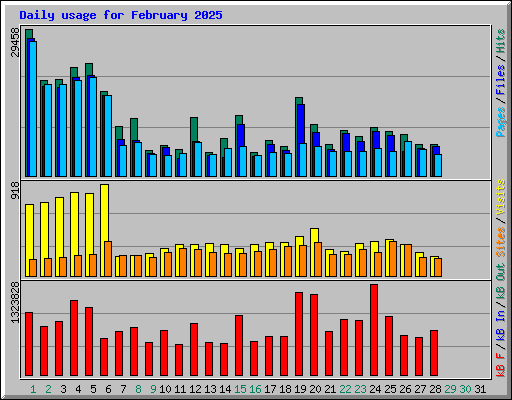 Daily usage for February 2025