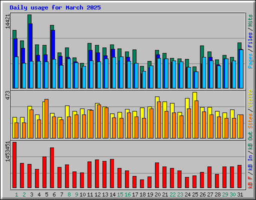 Daily usage for March 2025