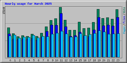 Hourly usage for March 2025